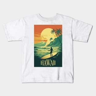 Hawaii Vintage Retro Travel Poster Kids T-Shirt